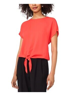 Vince Camuto Women's Short-Sleeve Tie-Hem Top - Cayenne Size L